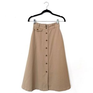 Button Front Midi Skirt